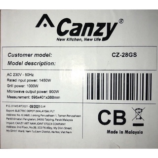 Lò vi sóng âm tủ Canzy CZ 28GS (nhập khẩu Malayxia)
