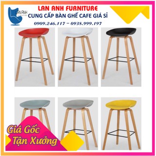 Ghế quầy bar chân sắt giả gỗ ( LA-C025) - Nhắn tin chọn màu