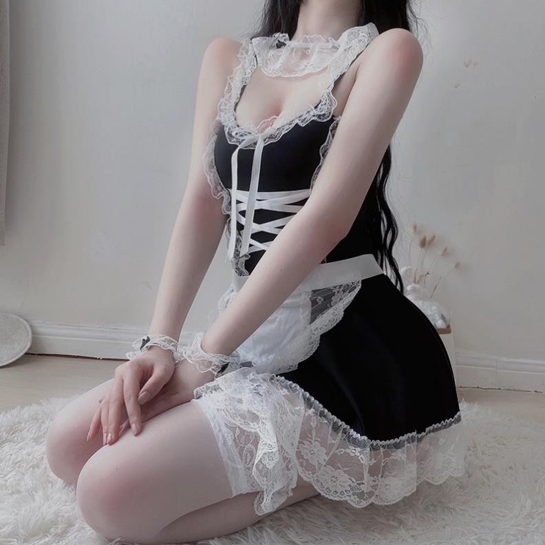 Bộ đồ ngủ hóa trang hầu gái sexy quyến rũ đầy đủ phụ kiện 437