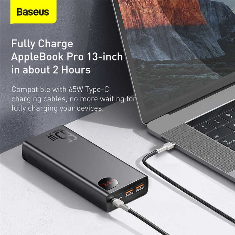 [Mã 229ELSALE hoàn 7% đơn 300K] Pin sạc dự phòng Baseus Adaman Digital Display Quick Charge Power Bank 20000mAh 65W