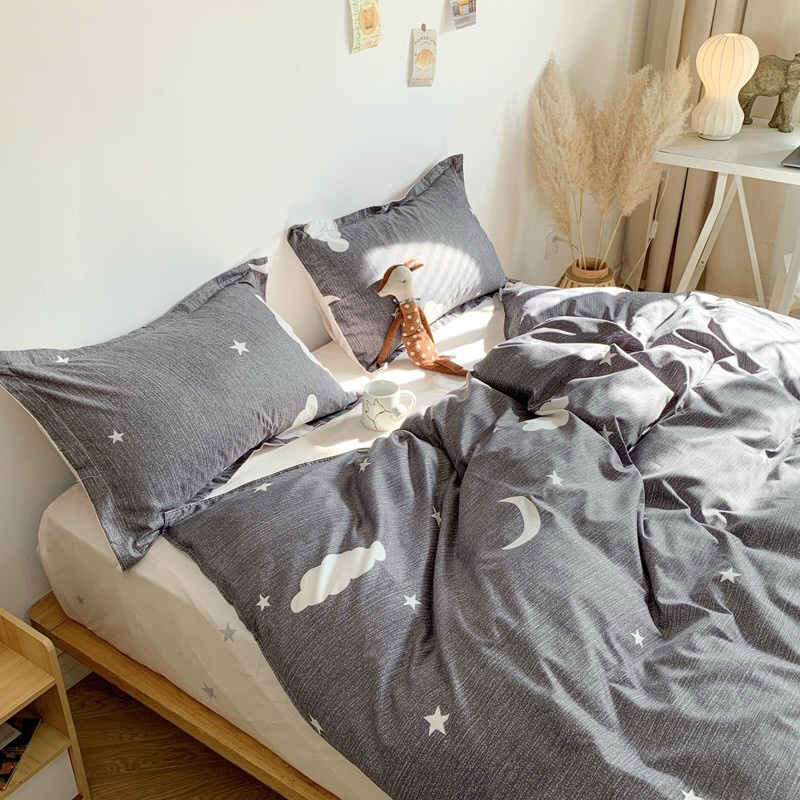Set Cotton Poly Mây Sao Xám