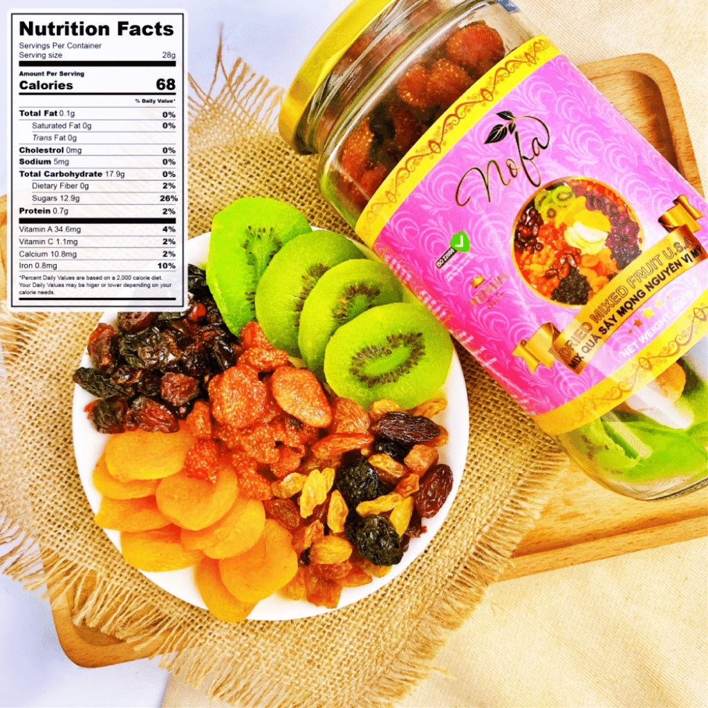 Trái cây sấy dẻo PH Food mix 5 loại quả Dâu Tây, Nam Việt Quất, Kiwi, Mơ, Nho nhập khẩu thơm ngon nguyên chất