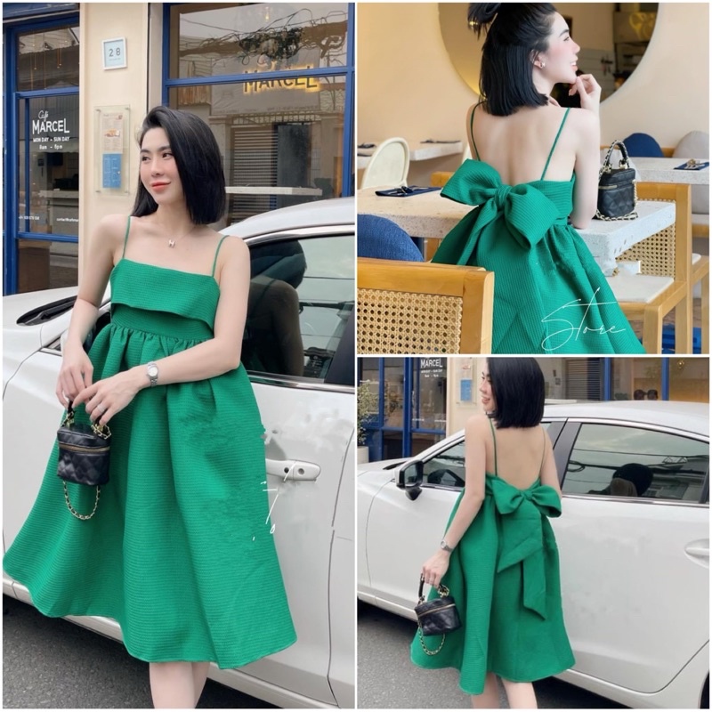 💕ĐẦM BABYDOLL CỘT NƠ SAU VÁY BABYDOLL XỐP NƠ LƯNG SIÊU ĐÁNG YÊU💕GIMI