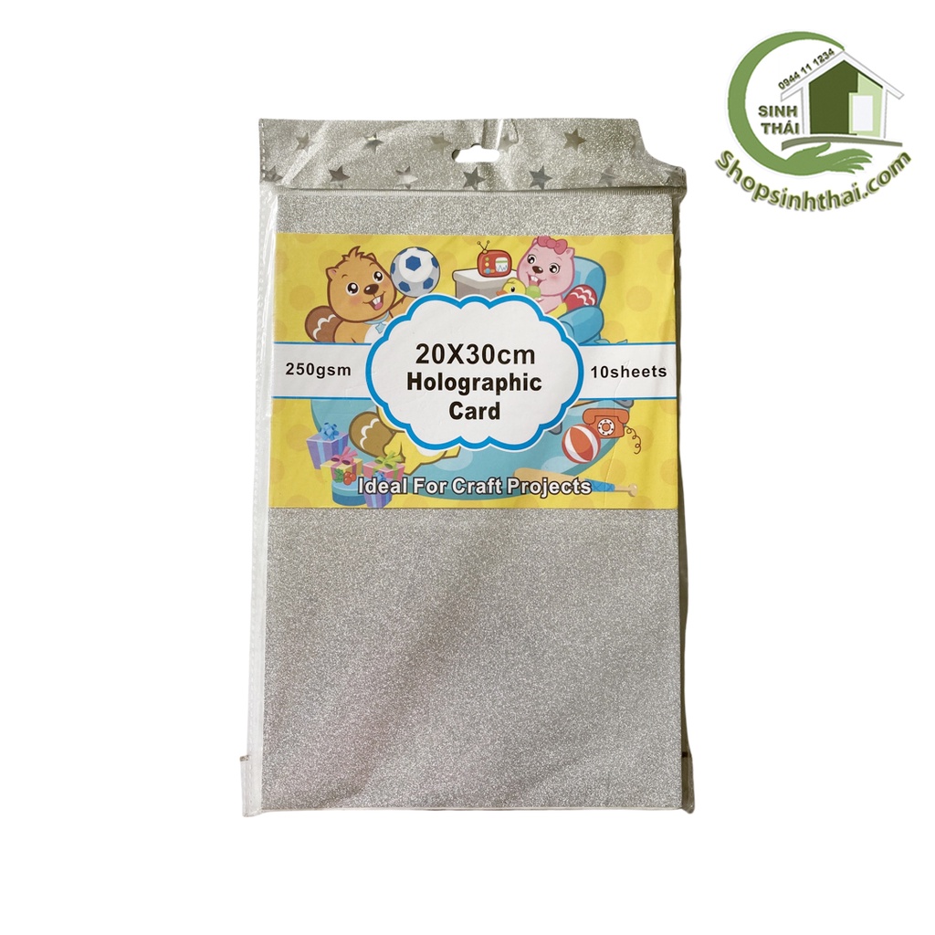 Tấm xốp kim tuyến màu trắng bạc khổ A4