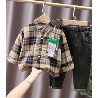 Sơ mi cho bé trai - gồm áo + quần jean - có ảnh thật. Cam kết hàng đẹp