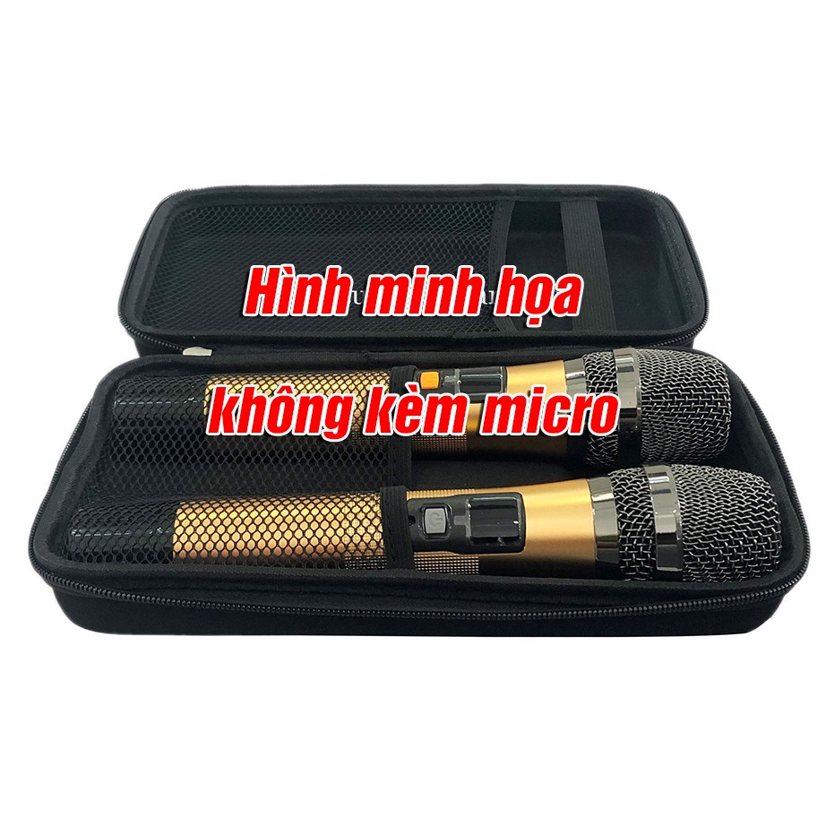 Hộp đựng 2 micro không dây, bao da nỉ đựng micro, túi đựng micro đa năng cho loa kéo , dàn micro gia đình