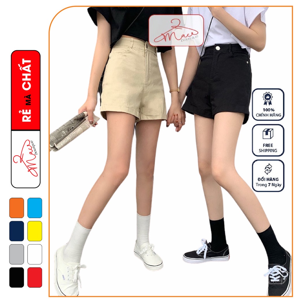 [Mã BMLT35 giảm đến 35K đơn 99K] Quần short nư ống rộng khoá chất kaki tuyết dãn cao cấp nữ shot cộc lụa - MAC boutique