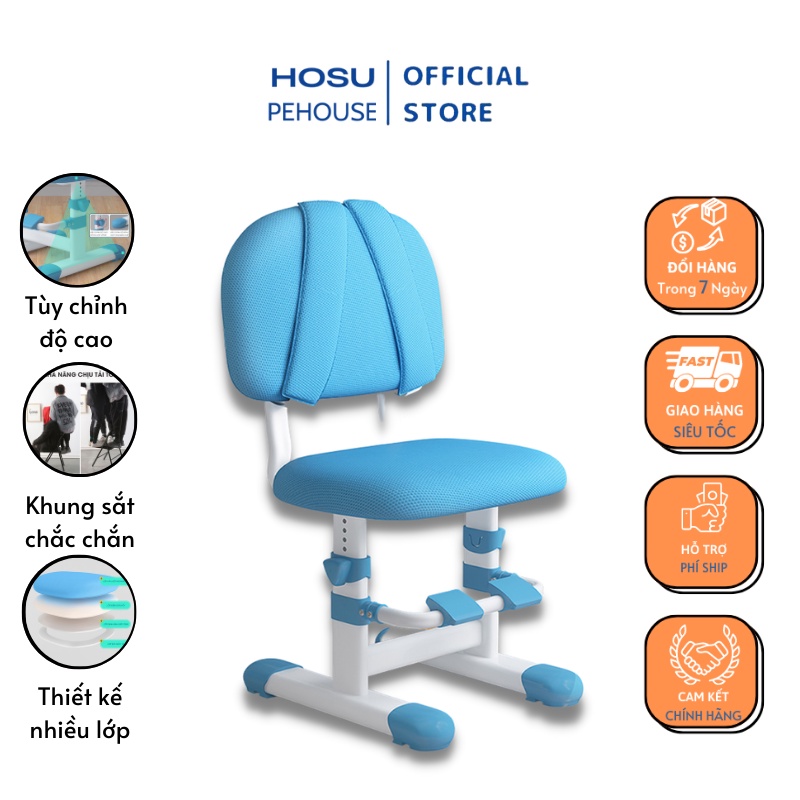Ghế học sinh PEHOUSE có quai đeo chống gù,kệ để chân,tùy chỉnh độ cao,tặng bọc vải lưới thoáng khí chịu tải trọng 120kg