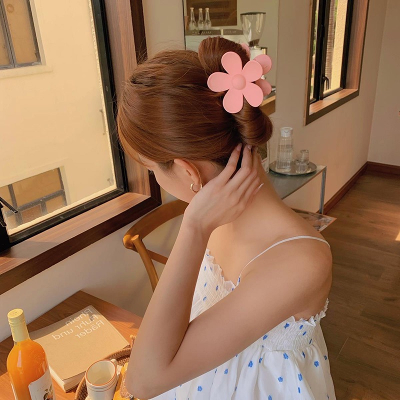 Kẹp Tóc Hình Hoa Màu Trơn Thời Trang Hàn Quốc Cho Nữ