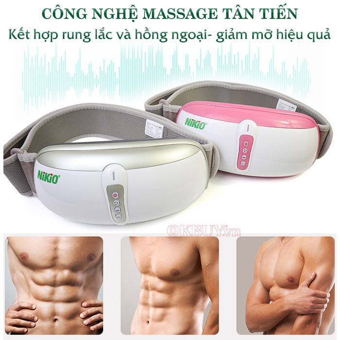 [Okbuy.vn] Đai [Máy] Massage Bụng Rung Lắc Hồng Ngoại Nhật Bản Nikio NK-169DC - Pin sạc - Chính Hãng Màu Vàng - Giảm Cân