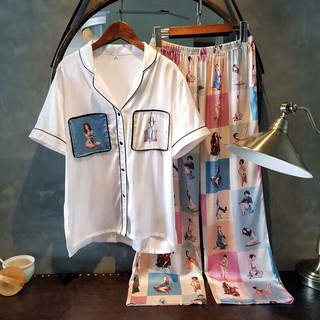 Bộ đồ ngủ Pijama hình cô gái cộc tay quần dài cao cấp