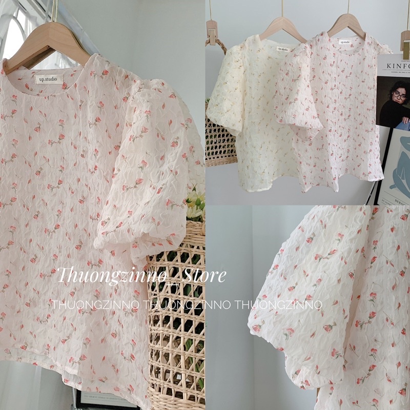 [Ảnh thật/Video] Áo hoa Chiffon Hoạ Tiết Hoa Nhí Cổ Tròn Thanh Lịch Dịu Dàng Cho Nữ ÁO SƠ MI TRẺ TRUNG HÀNG QUẢNG CHÂU