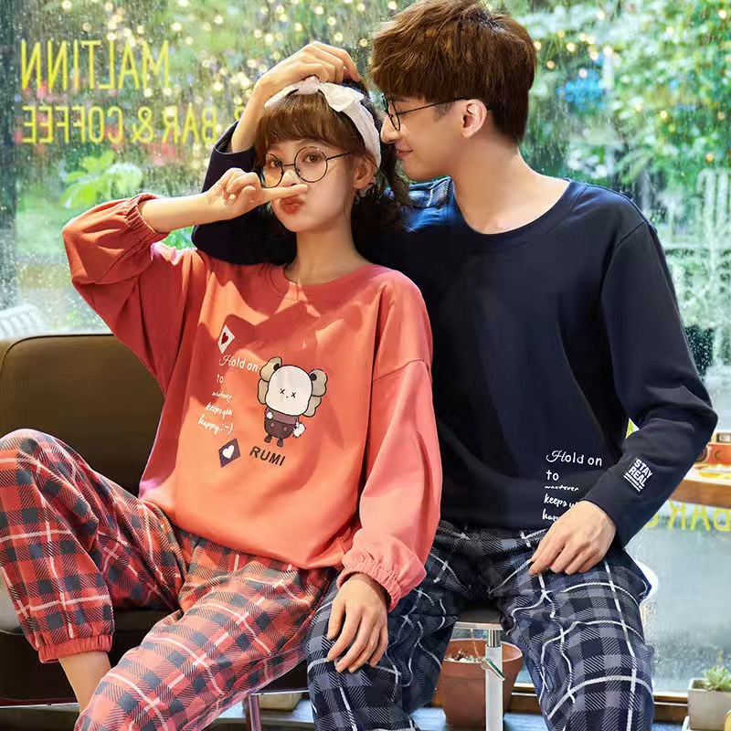 áo nữ đồ bộ pyjama Đồ Ngủ Pijama Quyến Rũ Phong Cách Hàn Quốc Cho Nữ Đồ ngủ đôi đồ mặc nhà thu đông lụa cặp đôi cao cấp