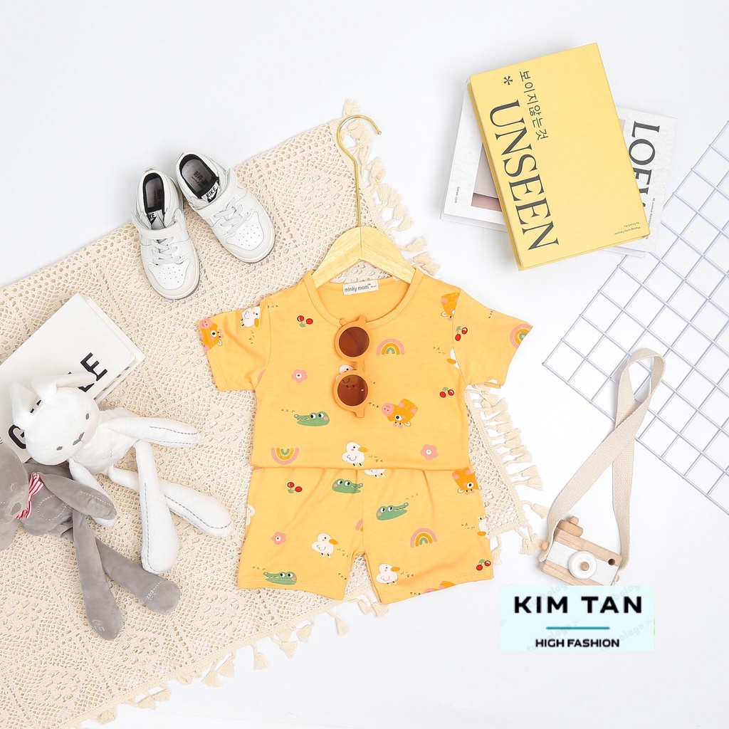 Bộ MINKY MOM Cộc Tay ⚡FREESHIP⚡ Chất Thun Lạnh Cho Bé Trai, Bé Gái Thoải Mái Thoáng Mát Ngày Hè
