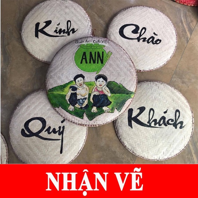 Mẹt tre vẽ tranh trang trí
