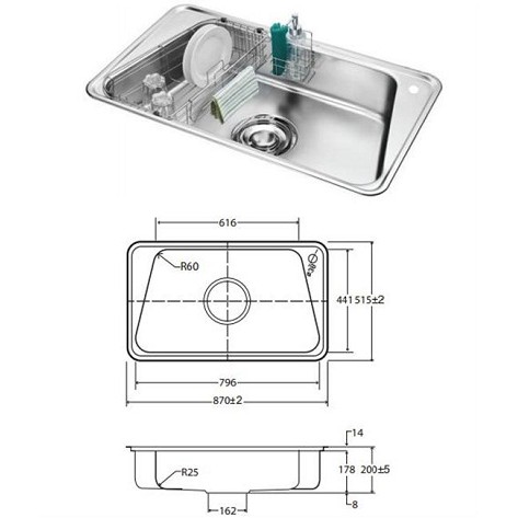 CHẬU RỬA INOX 304 CAO CẤP DAESHIN EDGE-870