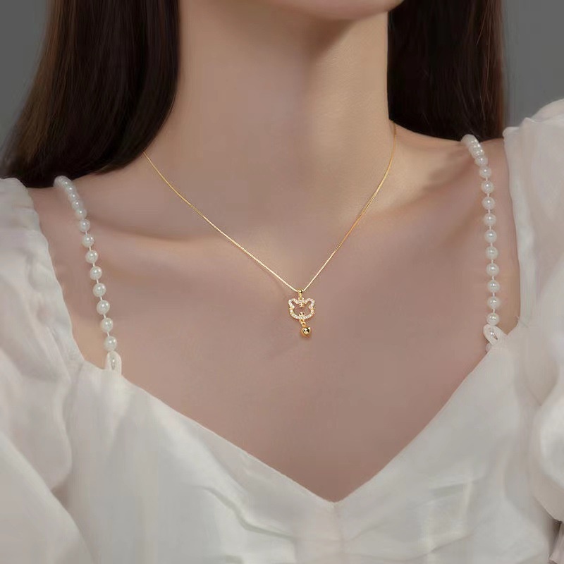 Vòng cổ Mặt Hình Con Hổ Kiểu Rỗng Đính Đá Đơn Giản Cho Nữ