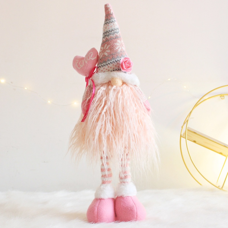 Qj Mô Hình Gnome Hoa Hồng Nhồi Bông Trái Tim Scandinavian Tomte Elf Để Bàn Trang Trí Ngày Valentines Dwarf