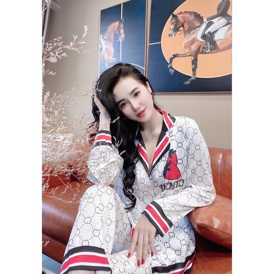 Bộ Pyjama Lụa Qc Cao Cấp Thiết Kế Siêu Sang Mẫu Hot