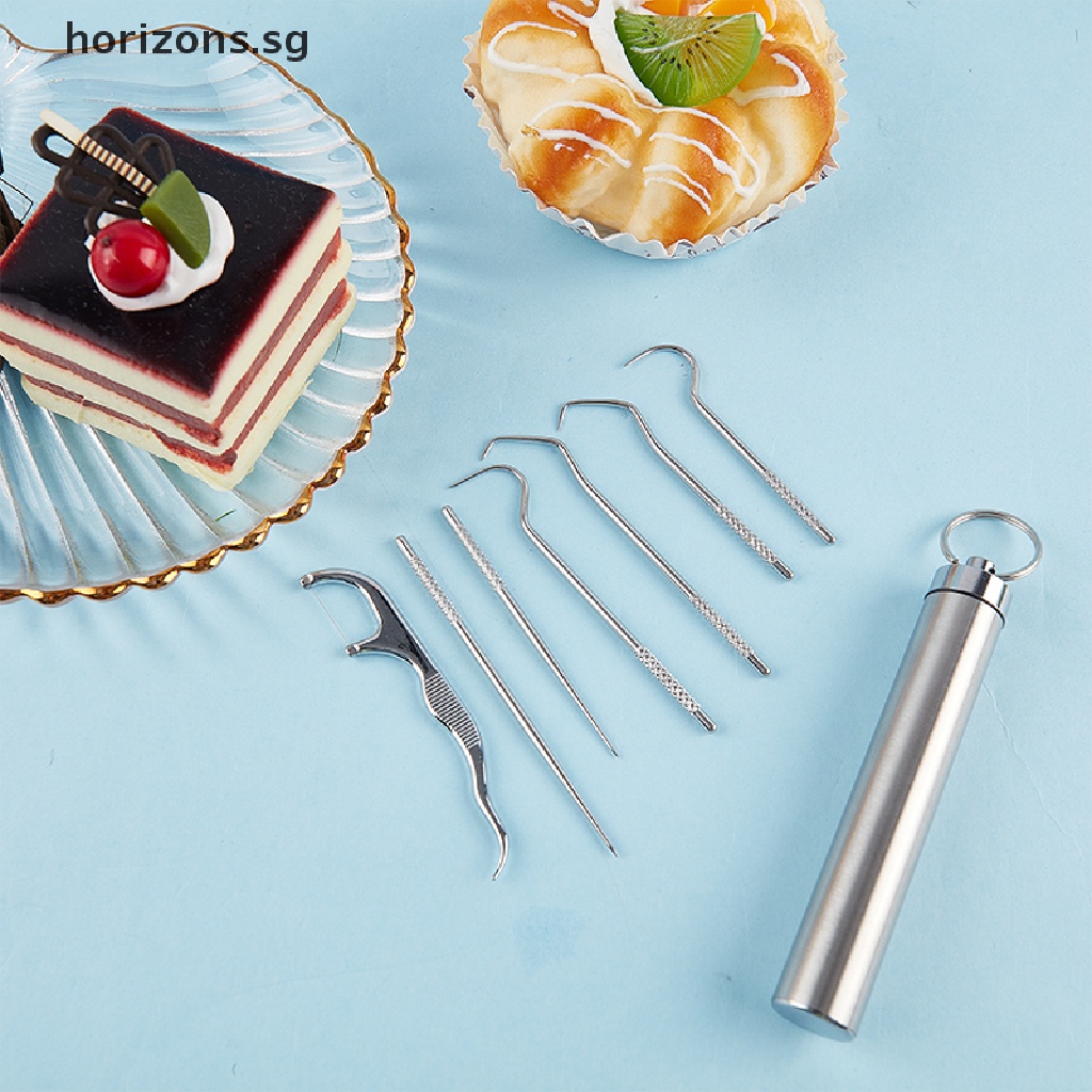 Set 8 Tăm Xỉa Răng Bằng Thép Không Gỉ Có Thể Tái Sử Dụng Cho Hoạt Động Ngoài Trời