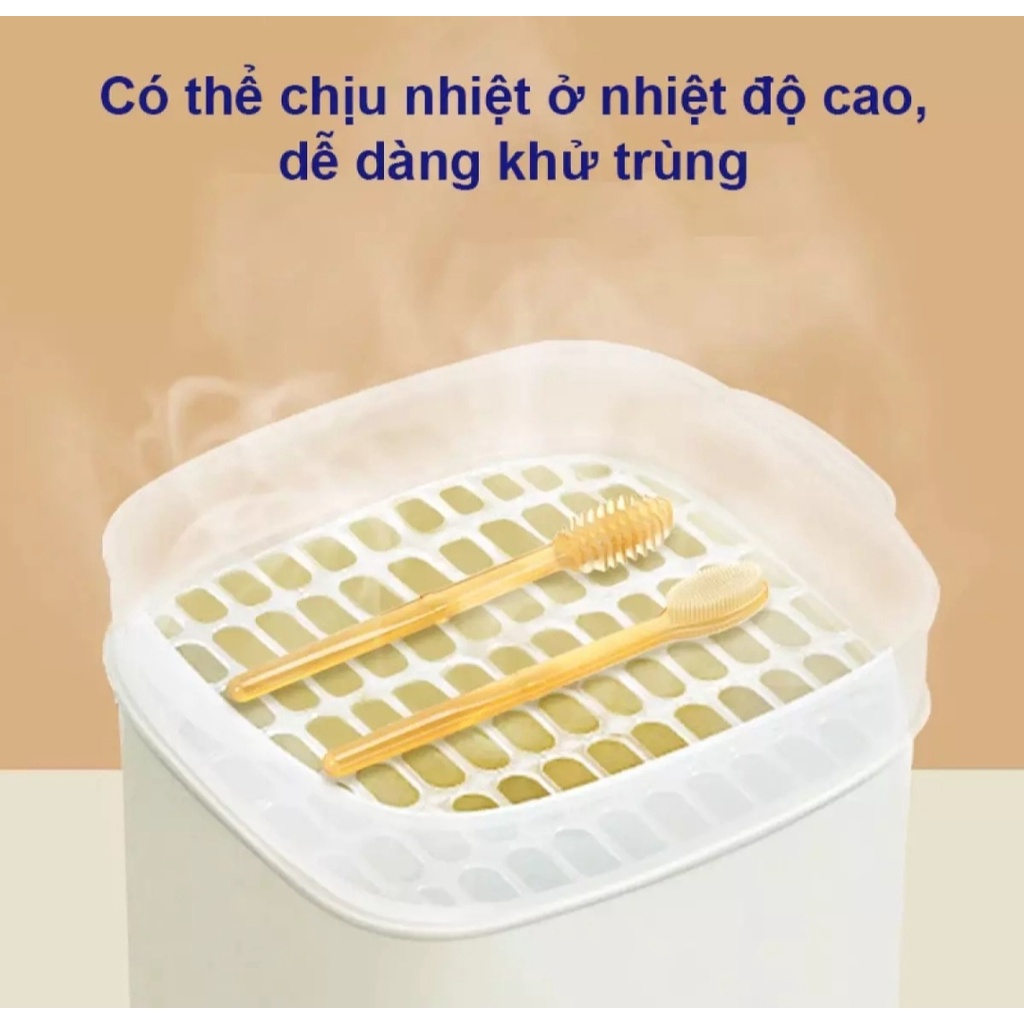 Set rơ lưỡi + bàn chải silicon mềm mại cho bé từ 0-18 tháng