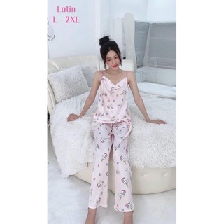 Bộ Ngủ Lụa Satin Áo dây quần dài bigsize