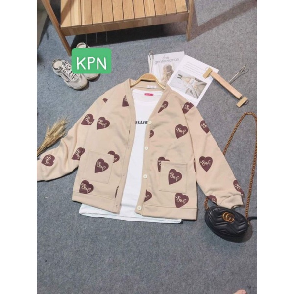 Khoác cadigan nỉ in Tim cực đẹp.hangtotgiare98