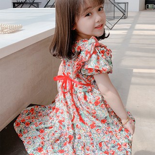 Đầm Công Chúa Mùa Hè In Họa Tiết Hoa Nhỏ Phong Cách Phương Tây Cho Bé Gái 20212-8 Tuổi