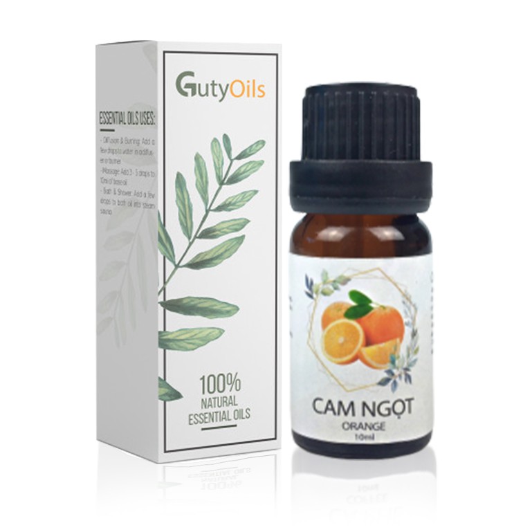 Tinh dầu cam ngọt nguyên chất Guty Oils giúp tăng cường hệ miễn dịch, ngủ ngon, giảm stress dùng trong massage - Lọ 10ml