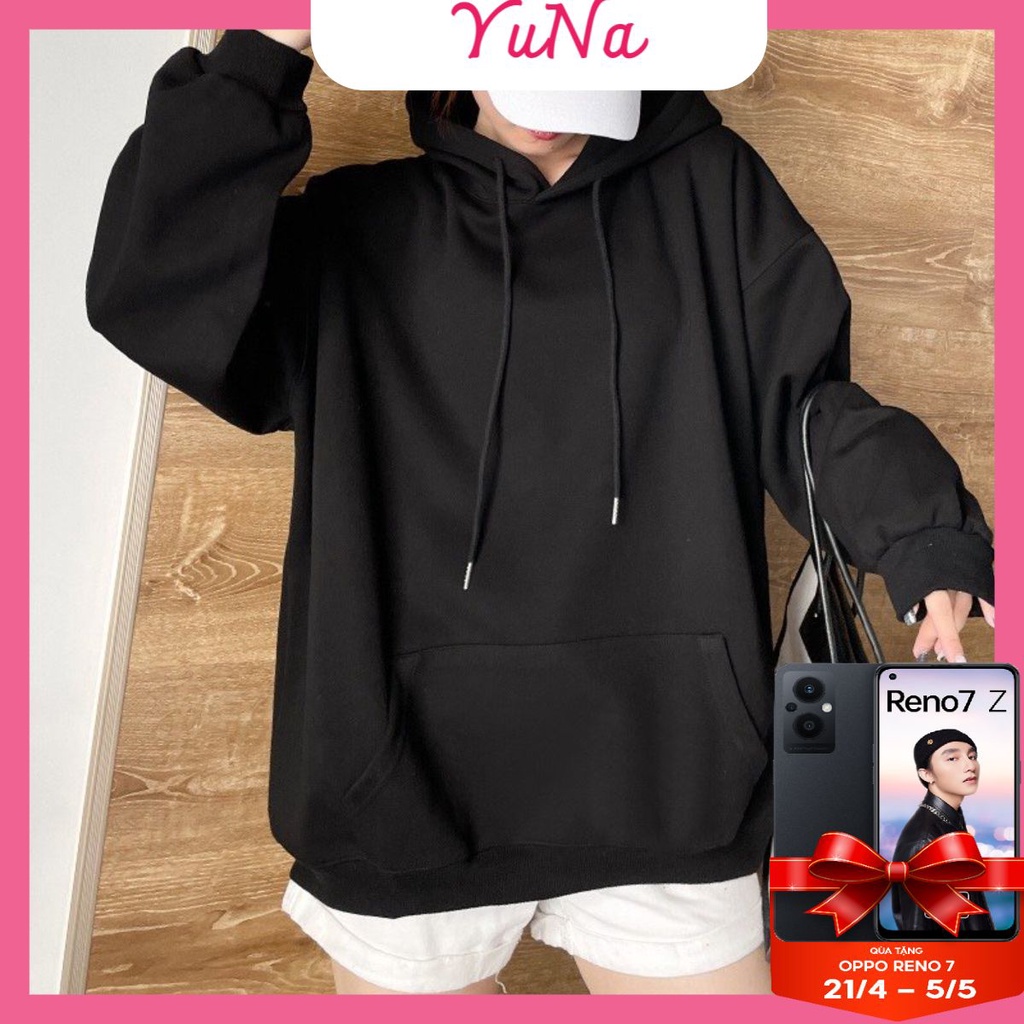 Áo hoodie nữ Maika nỉ da cá cao cấp form rộng phong cách Ulzzang, phụ kiện thời trang YUNA