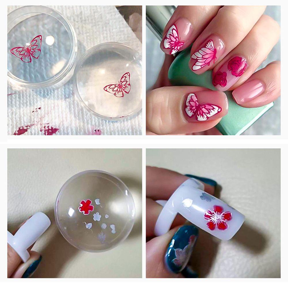 OCEANMAP Bộ Dụng Cụ In Vẽ Móng Nghệ Thuật Bằng Silicon Trong Suốt Kèm Nắp Đậy DIY