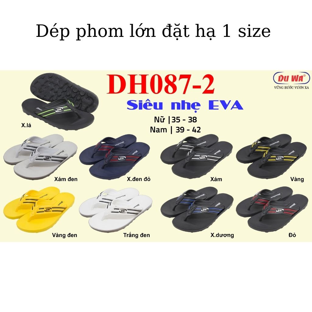 Dép xỏ ngón Nam, Dép kẹp quai gài Nam DUWA, DH087-2, đế cao su non siêu êm, siêu nhẹ, màu thời trang