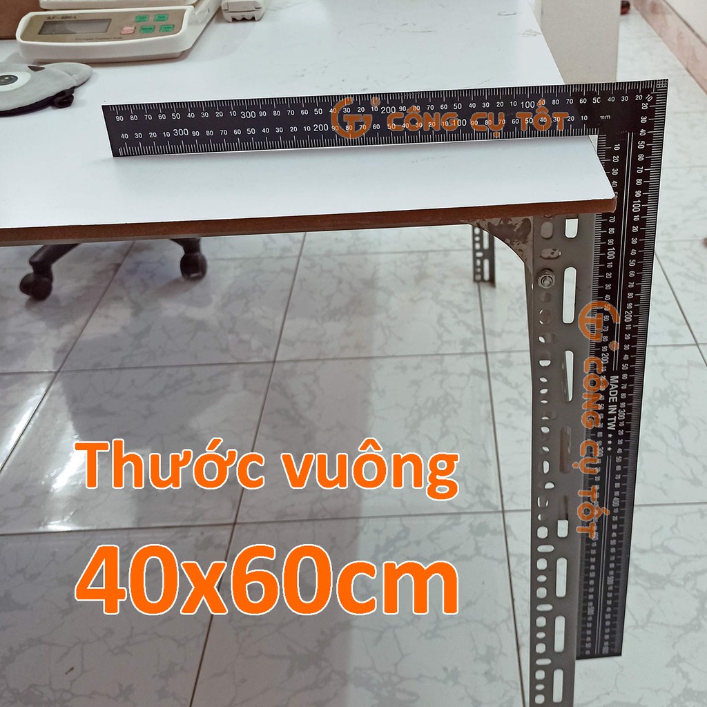 Thước kẻ vuông đen hệ inch và hệ mét 40x60 cm