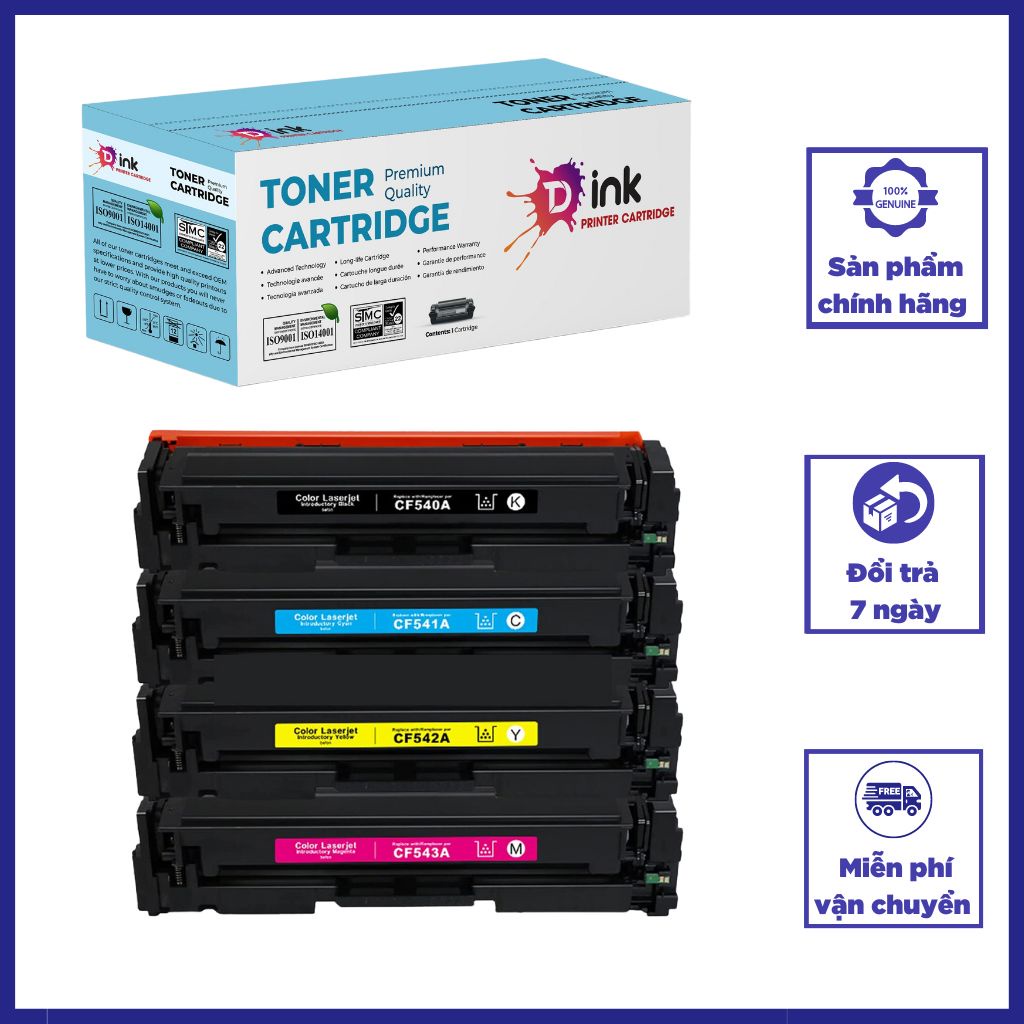 Hộp mực máy in laser màu CF540A-CF541A-CF542A-CF543A Hộp mực in HP Color LaserJet Pro M254dw, MFP M280nw, MFP M281fdn