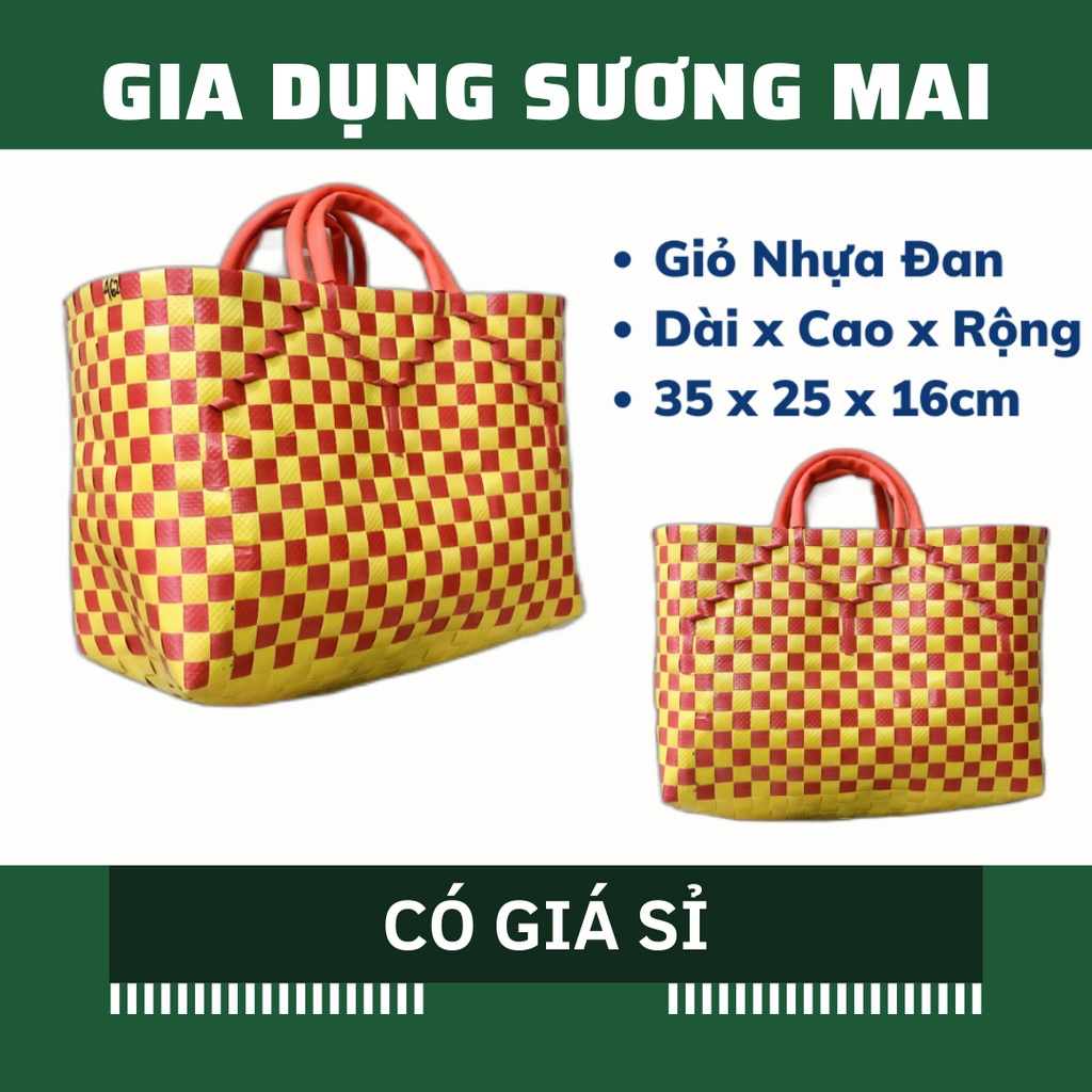 [Giá Sỉ] Giỏ Nhựa Đan 10, Làn Đan Dây Nhựa Rẻ, quai xách Giỏ Đựng Đồ Thủ Công [ Giỏ Đan 10 ]