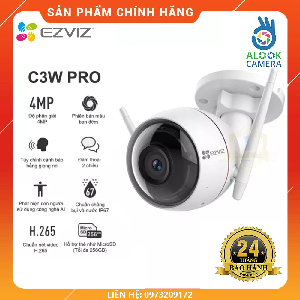 CAMERA WIFI EZVIZ C3W PRO 4.0 MEGAPIXEL CÓ MÀU BAN ĐÊM(CS-C3W-A0-3H4WFRL)