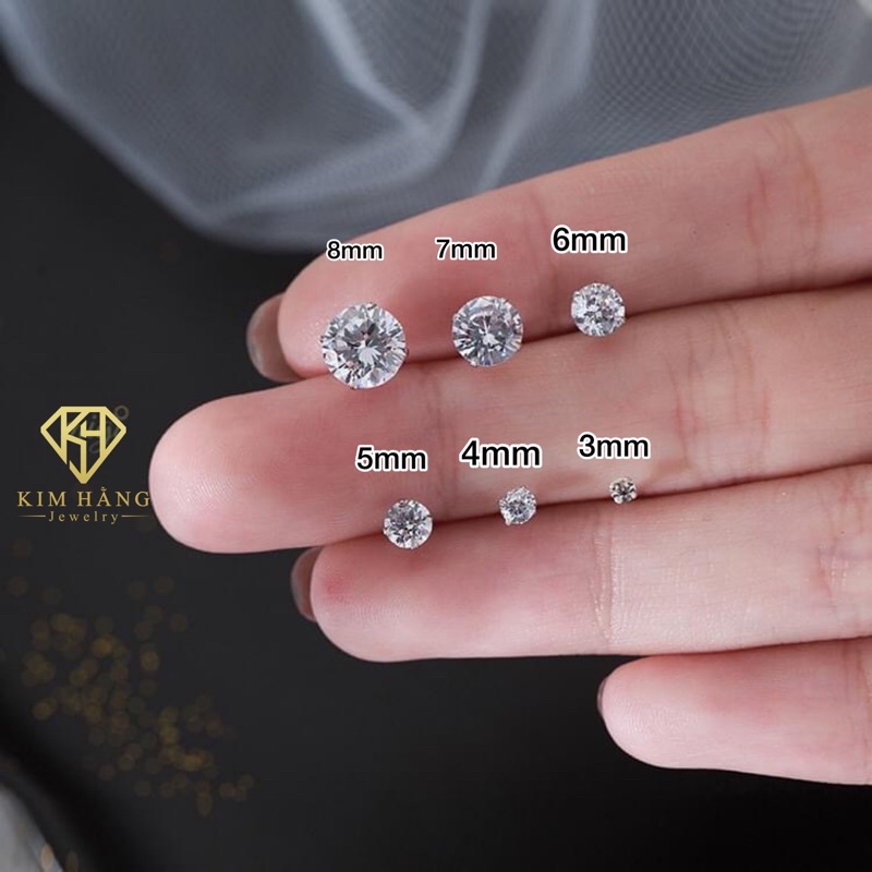 Khuyên Tai Bạc Đá Cz 6A cao cấp siêu lấp lánh nhiều size, Sử dụng chốt bạc