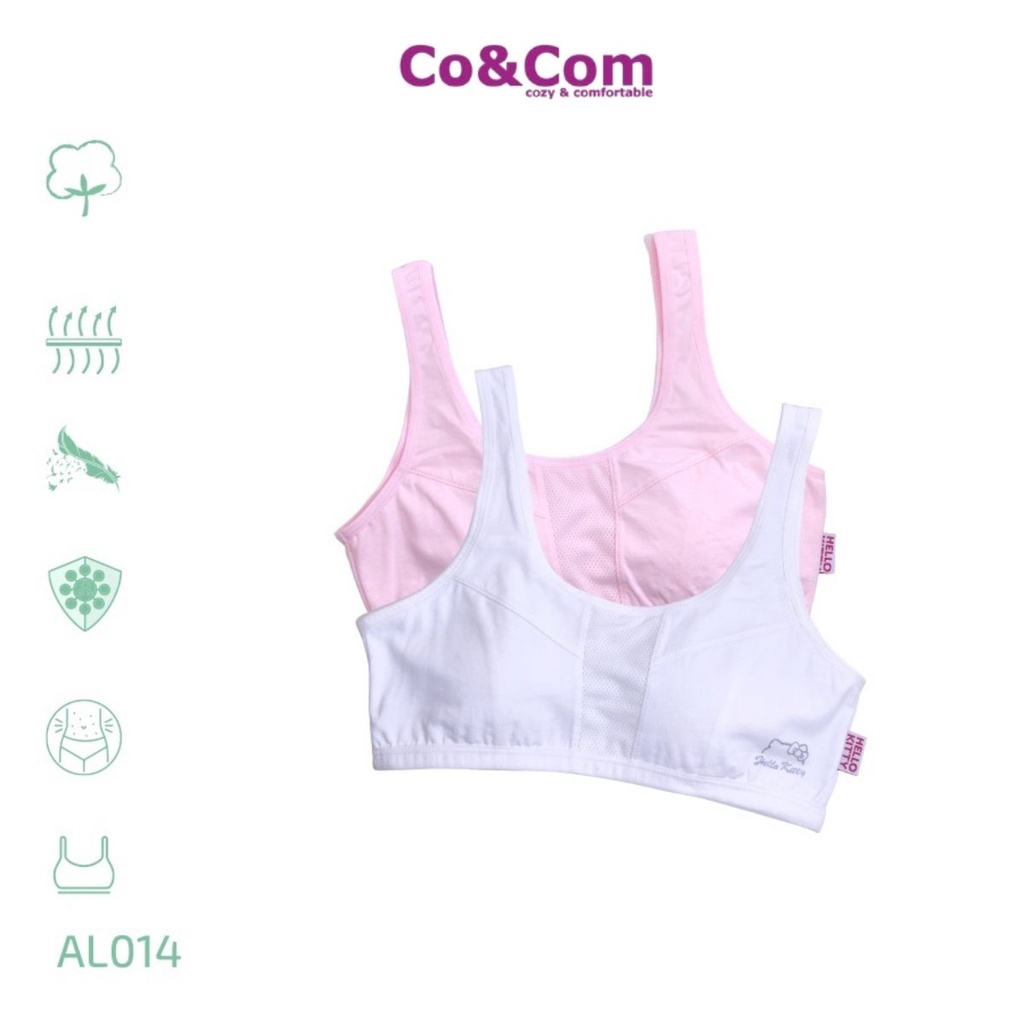 Áo Lá Học Sinh, Áo Lót Bé Gái Cotton Và Lưới Thoáng Khí Co&Com AL014 2 Lớp Mềm Mịn, Co Giãn