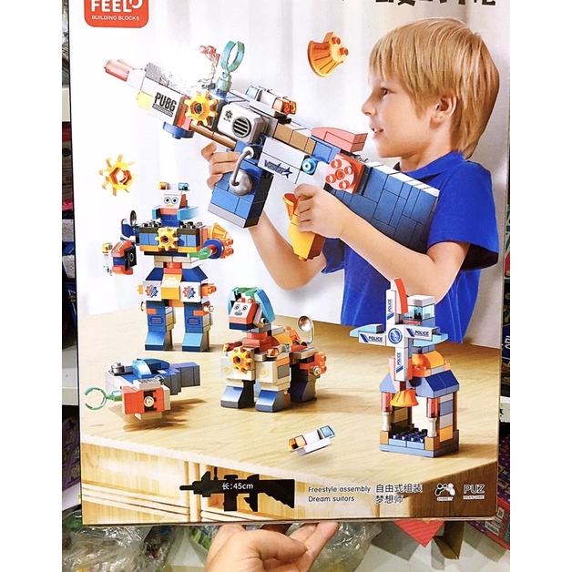 Đồ chơi lắp ráp PUBG robot 4 in 1 duplo feelo cho bé