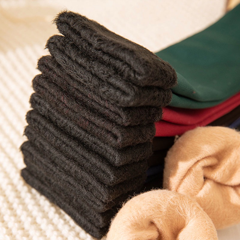 Vớ Len Cashmere Mềm Dày Dặn Giữ Ấm Màu Trơn Thời Trang Mùa Đông Cho Nữ
