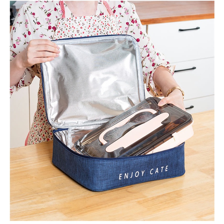 Túi đựng hộp cơm trưa giữ nhiệt chống thấm nước tiện lợi cho gia đình