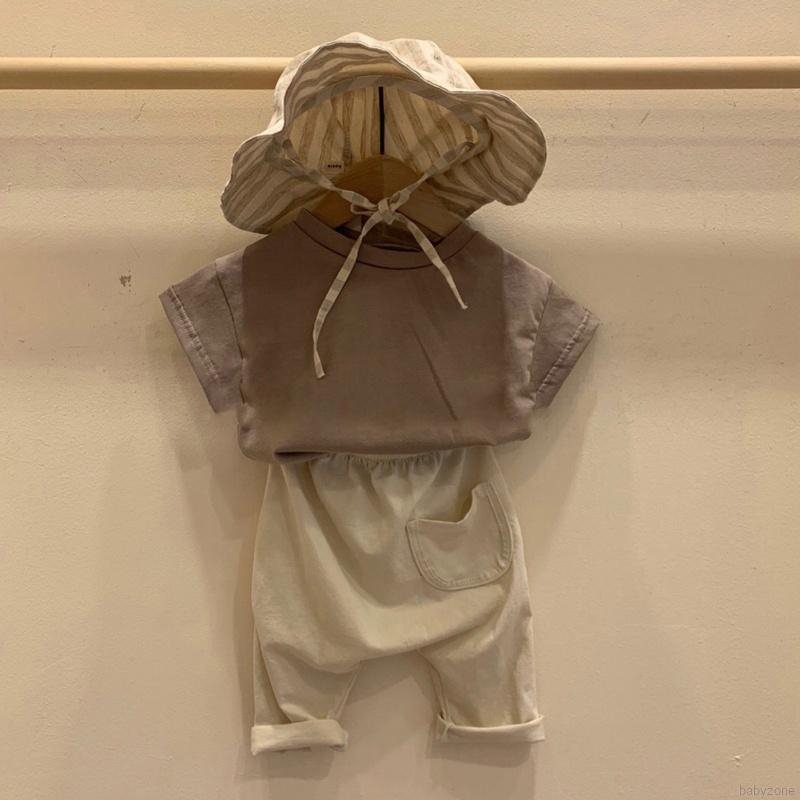 Áo thun cotton tay ngắn cho bé trai mùa hè+Quần đùi