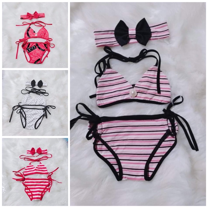 Set bikini kèm băng đô cho bé