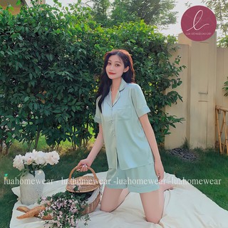 Bộ ngắn Pijama Nữ Chất Liệu Lụa Cao Cấp