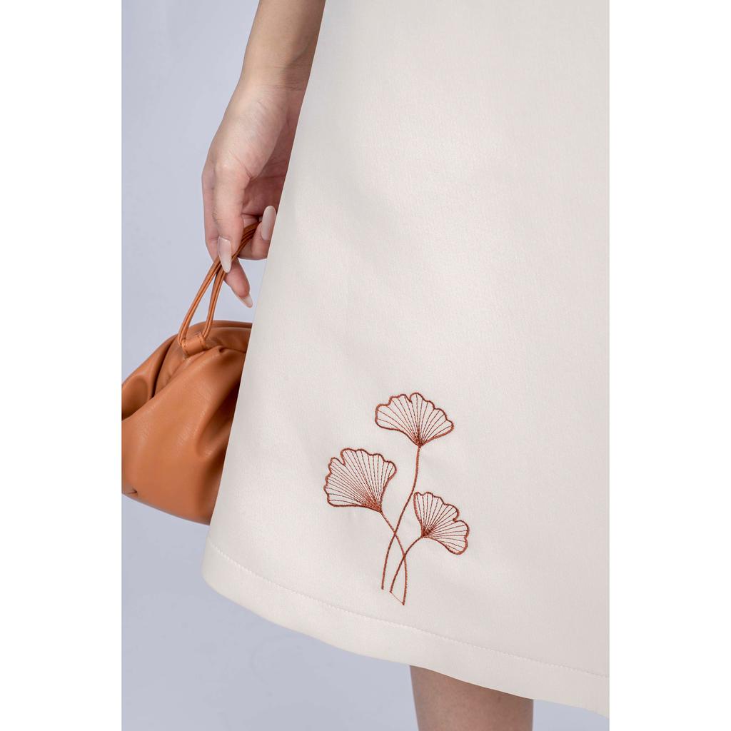 Đầm sát nách, dáng chữ A, thêu lá MMOutfit M-DA060721286