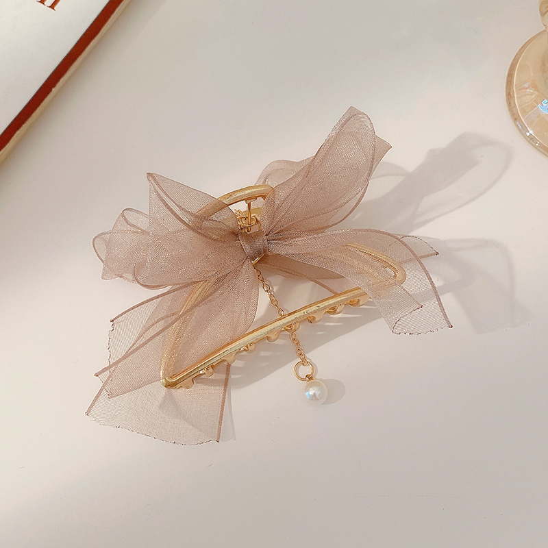 Kẹp tóc nơ đính ngọc trai phong cách thời trang Hàn Quốc xinh xắn cho nữ