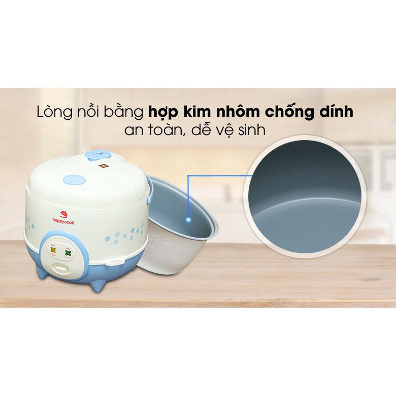 Nồi cơm điện Happycook 1.2 lít HC-120-Xanh