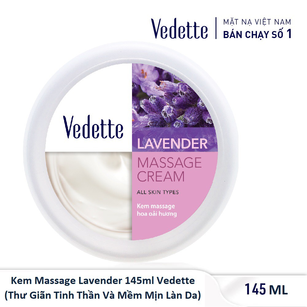 Kem Massage Lavender 145ml Vedette  - Thư Giãn Tinh Thần Và Mềm Mịn Làn Da