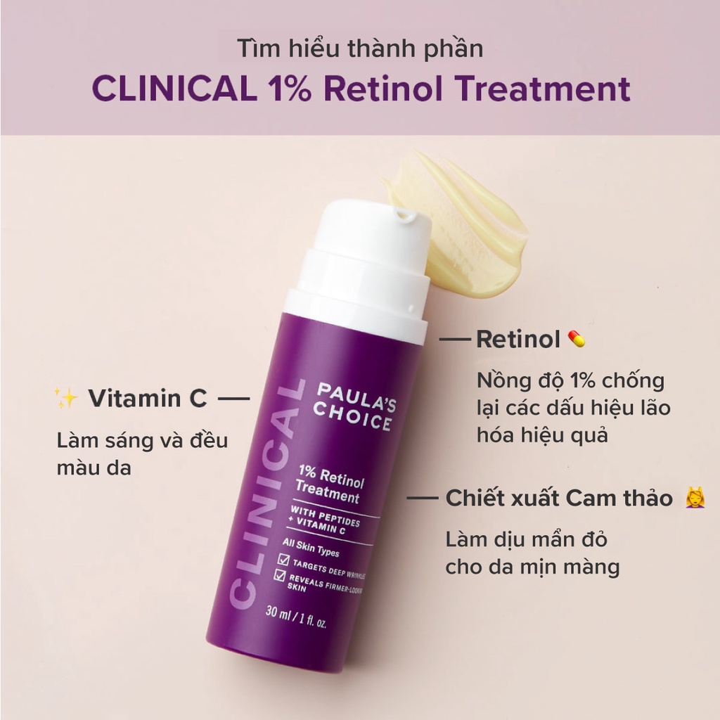 Tinh Chất 1% Retinol Paula Choice Làm Mờ Nám Và Nếp Nhăn Paula’s Choice Clinical 1% Retinol Treatment 30 ml