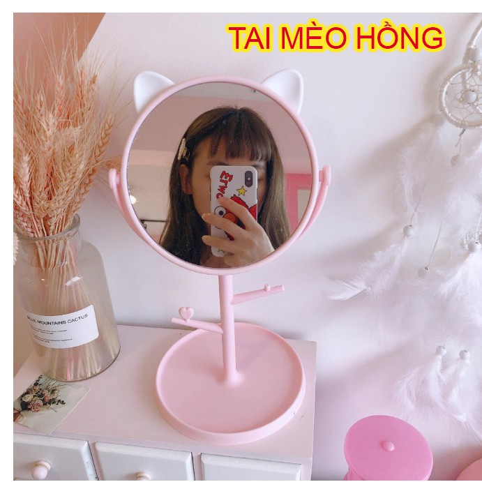 GƯƠNG SOI TAI MÈO KÈM GIÁ TREO KHUYÊN TAI CỰC CUTE